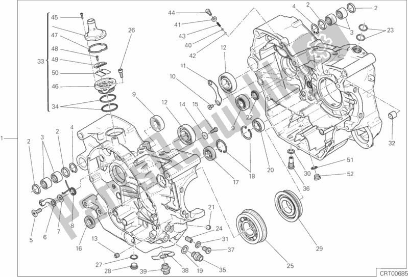 Todas as partes de Par Completo De Meio Cárteres do Ducati Monster 797 Plus 2019